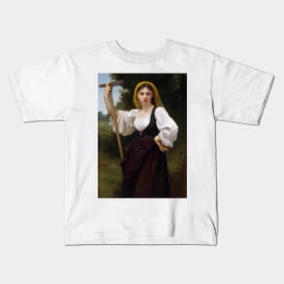 La Faneuse by William-Adolphe Bouguereau Kids T-Shirt